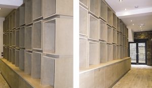 custom designed wooden sheving system